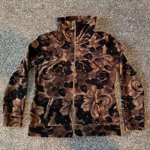 Style & Co Sport Velour Jacket Floral Small Jacket